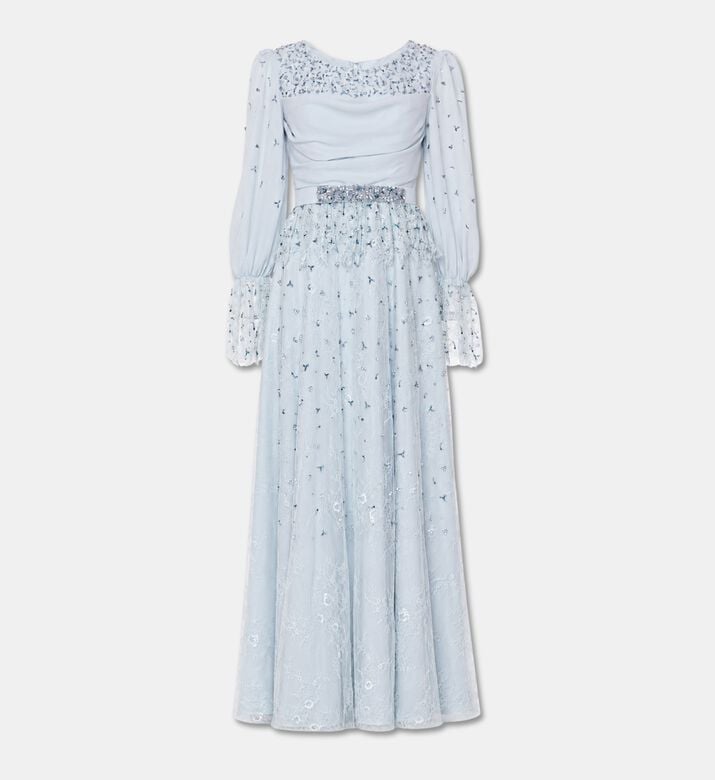 Embellished Long-sleeve Maxi Dress
