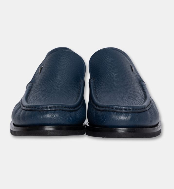 Grained Leather Moc-toe Loafers