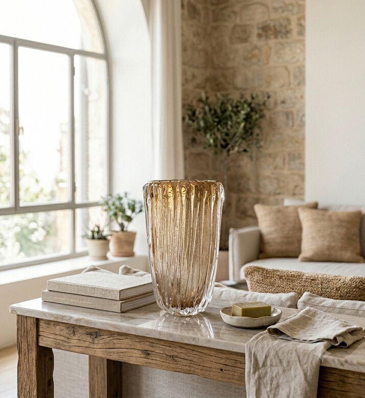Medium Alpinia Gold Crystal Vase
