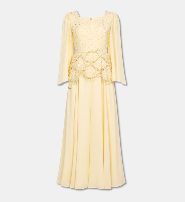 Beaded Peplum Evening Dress